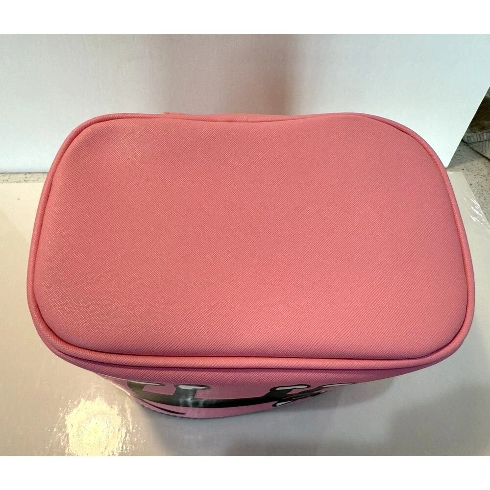 Marc Tetro Black Cat Cosmetic Makeup Bag Pink Retro Travel Zippered Kitten